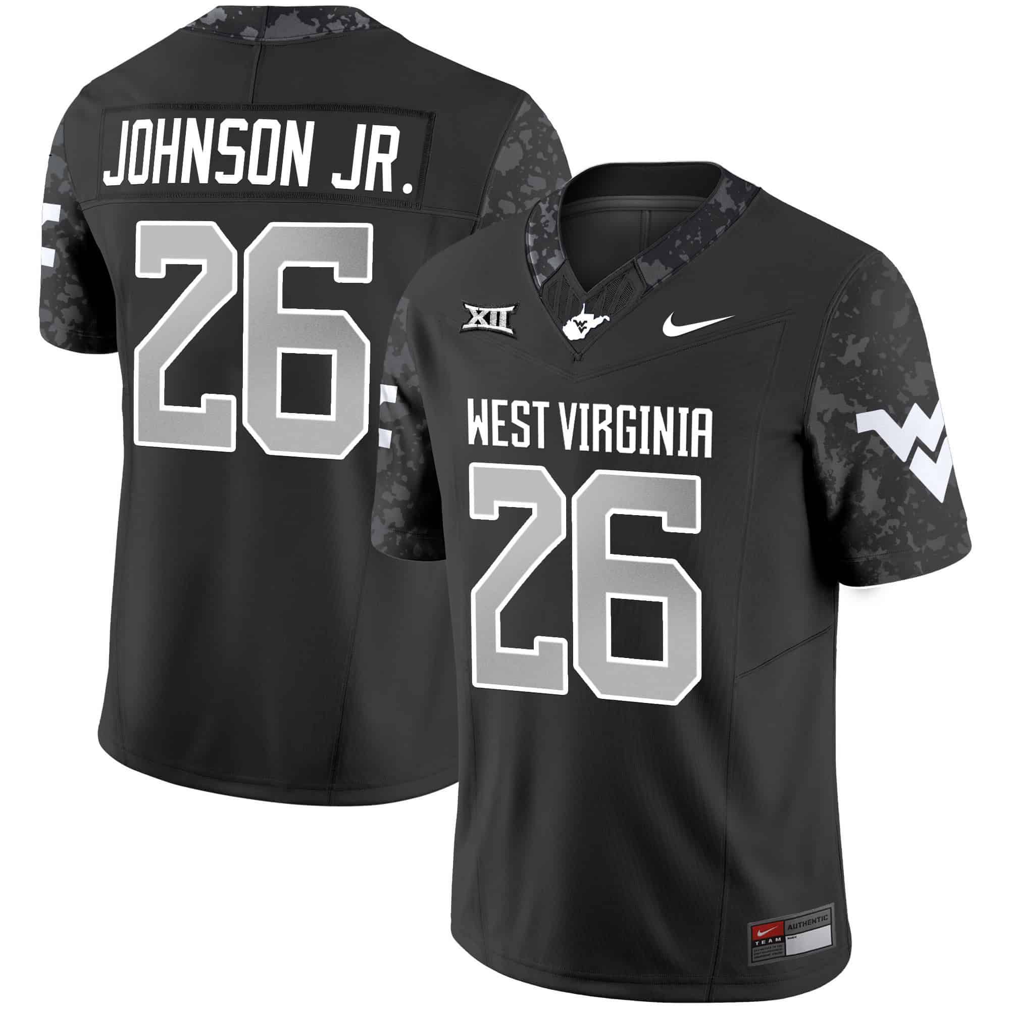 Men West Virginia Mountaineers #26 Johnson jr Black 2024 Nike Vapor Limited NCAA Jersey
